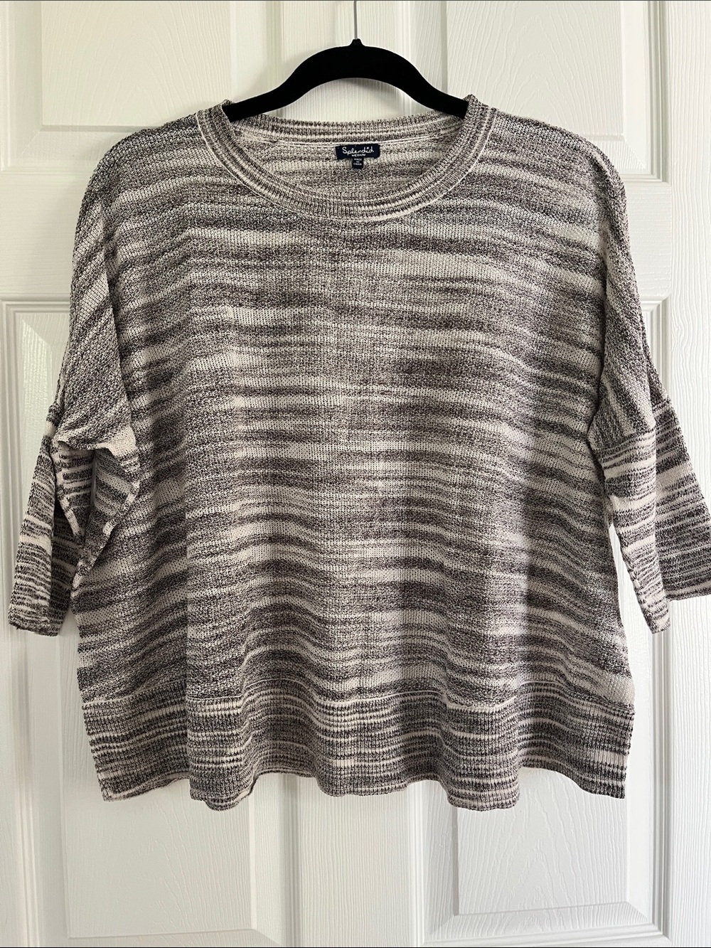 Splendid Gray and White Striped Knit Top
